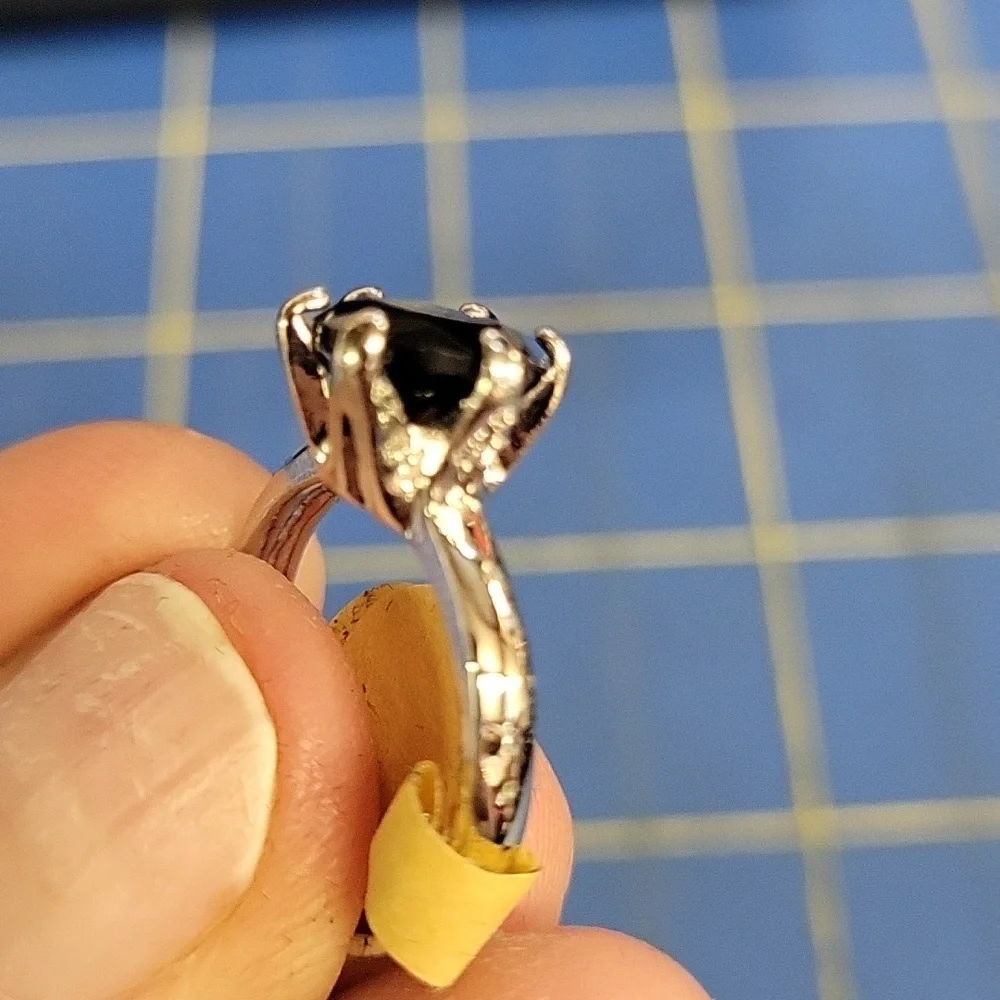 Blue Sapphire Faux Stone Silver Tone Ring Size 6